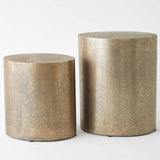 Texture Drum Table, Antique Brass-Furniture - Accent Tables-High Fashion Home