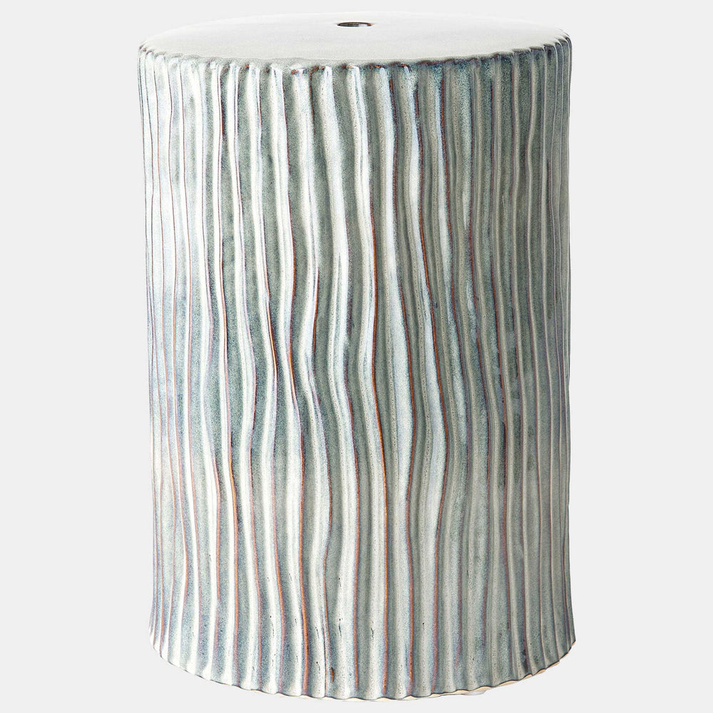 Texture Wave Stool, Shiny Grey-Furniture - Accent Tables-High Fashion Home
