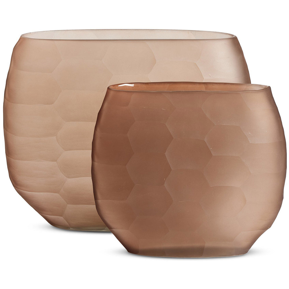 Textured Glass Oval Vases, Smoked Textured Glass-Accessories-High Fashion Home