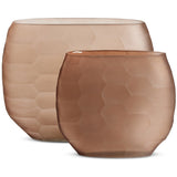 Textured Glass Oval Vases, Smoked Textured Glass-Accessories-High Fashion Home
