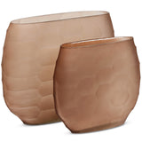 Textured Glass Oval Vases, Smoked Textured Glass-Accessories-High Fashion Home