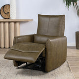 Thaya Leather Power Recliner Chair, Earth Brown-Furniture - Chairs-High Fashion Home