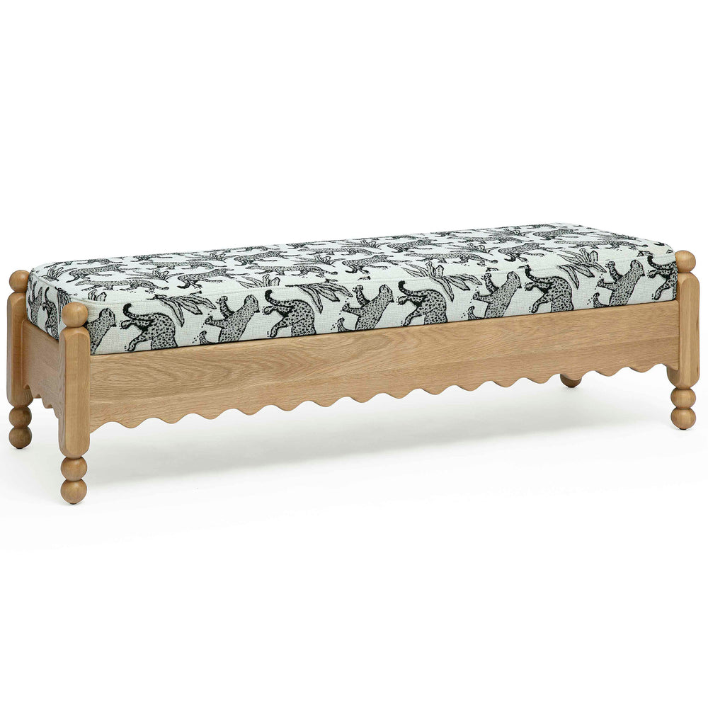 Thelma Leopard Jacquard Bench, Cream