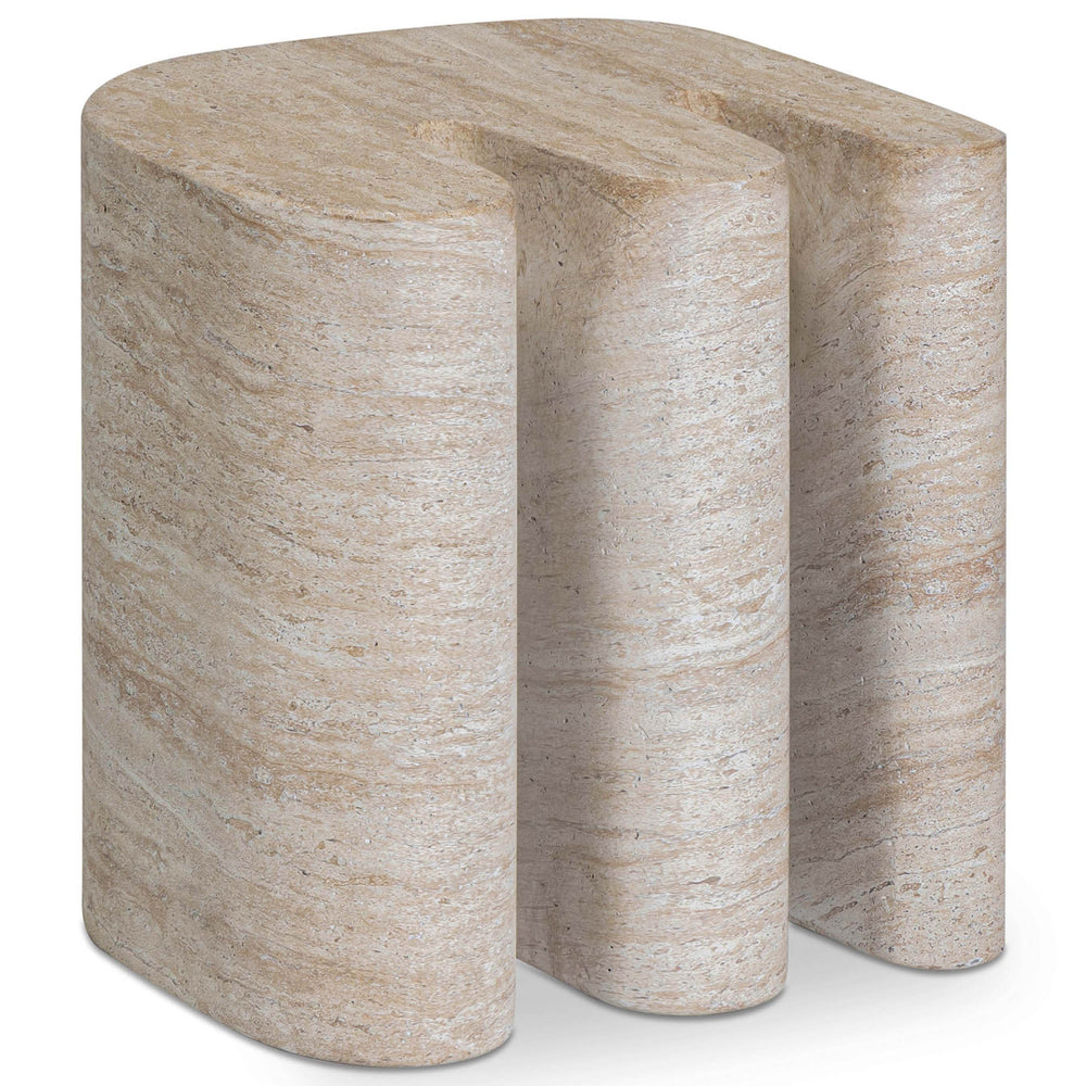 Thyme Outdoor Side Table, Travertine