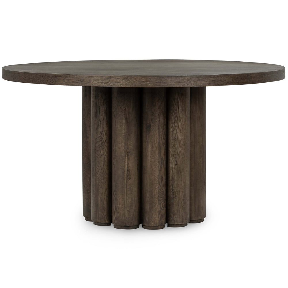 Tiber Round 55" Dining Table, Toasted Brown-Furniture - Dining-High Fashion Home