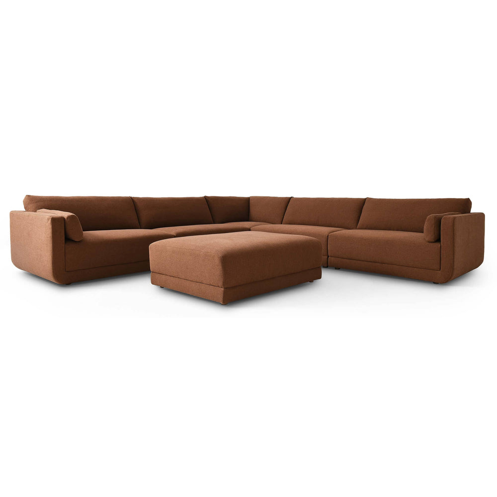 Toland 5 Piece Sectional w/Ottoman, Bartin Rust