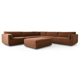 Toland 5 Piece Sectional w/Ottoman, Bartin Rust