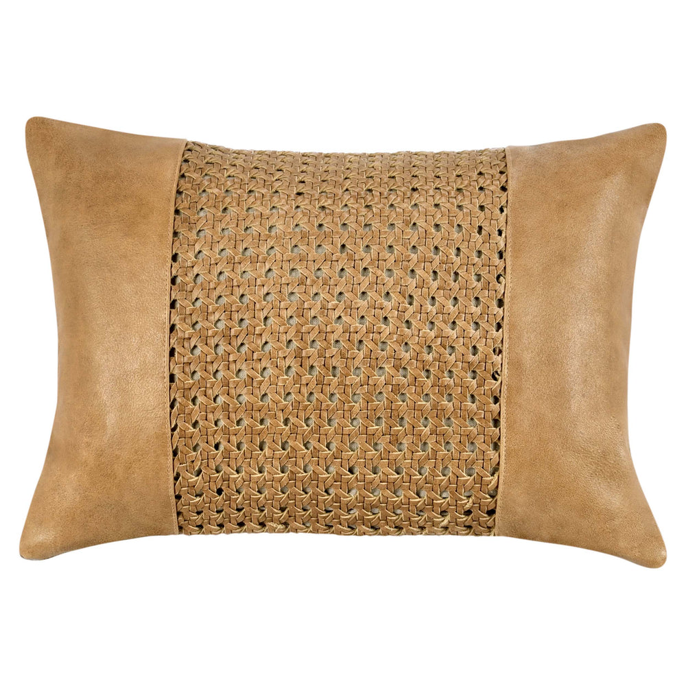 Tolcano Leather Lumbar Pillow, Chestnut Brown-Accessories-High Fashion Home