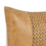 Tolcano Leather Lumbar Pillow, Chestnut Brown-Accessories-High Fashion Home