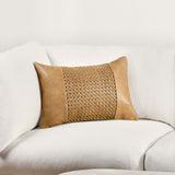Tolcano Leather Lumbar Pillow, Chestnut Brown-Accessories-High Fashion Home