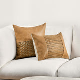 Tolcano Leather Lumbar Pillow, Chestnut Brown-Accessories-High Fashion Home