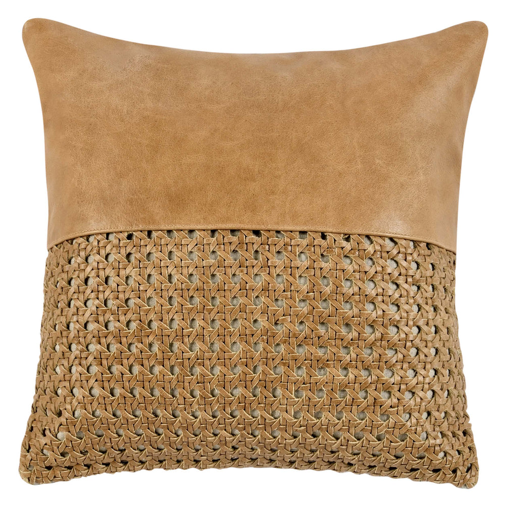 Tolcano Leather Pillow, Chestnut Brown-Accessories-High Fashion Home