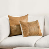 Tolcano Leather Pillow, Chestnut Brown-Accessories-High Fashion Home