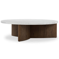 Toli Coffee Table, Italian White/Rustic Fawn-Furniture - Accent Tables-High Fashion Home