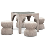 Tomlin Ruched Game Ottoman, Beige-Furniture - Benches-High Fashion Home