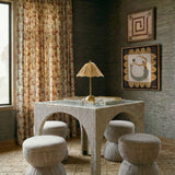 Tomlin Ruched Game Ottoman, Beige-Furniture - Benches-High Fashion Home
