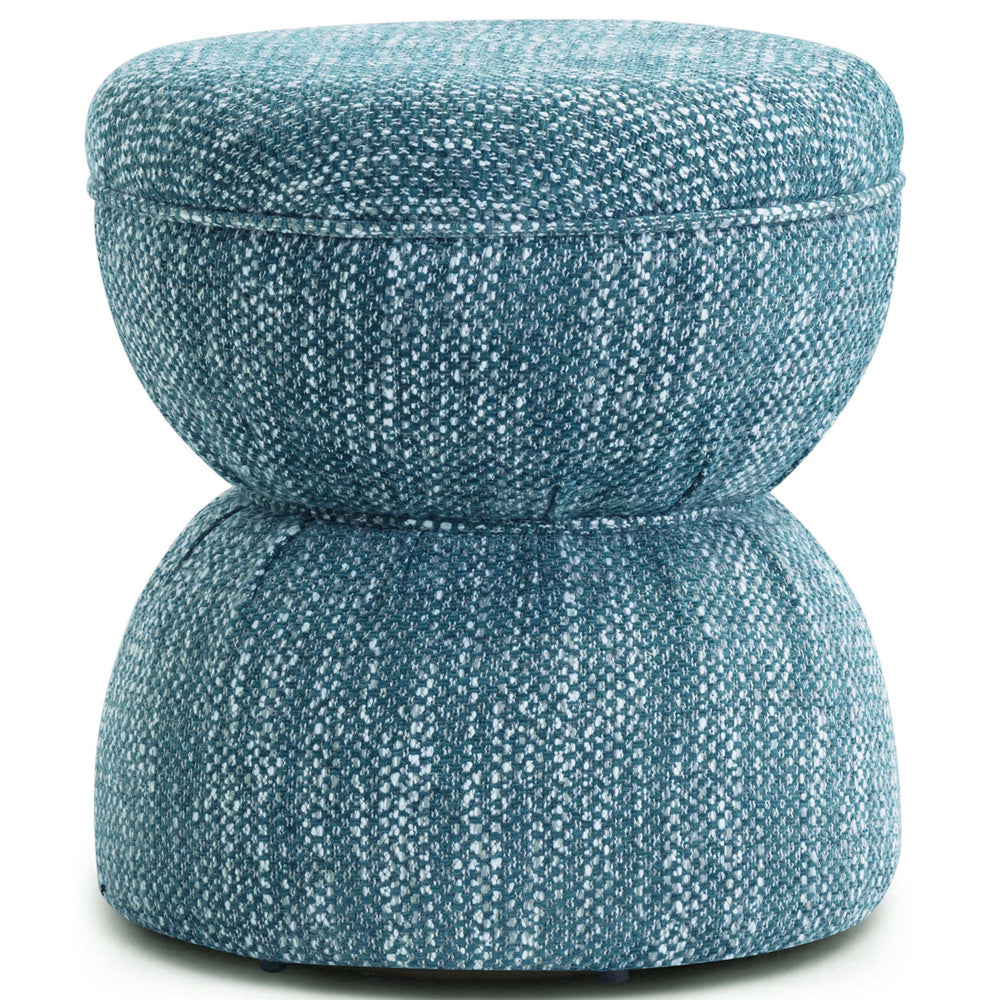 Tomlin Ruched Game Ottoman, Teal-Furniture - Benches-High Fashion Home