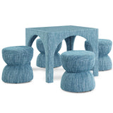 Tomlin Ruched Game Ottoman, Teal-Furniture - Benches-High Fashion Home
