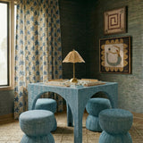 Tomlin Ruched Game Ottoman, Teal-Furniture - Benches-High Fashion Home