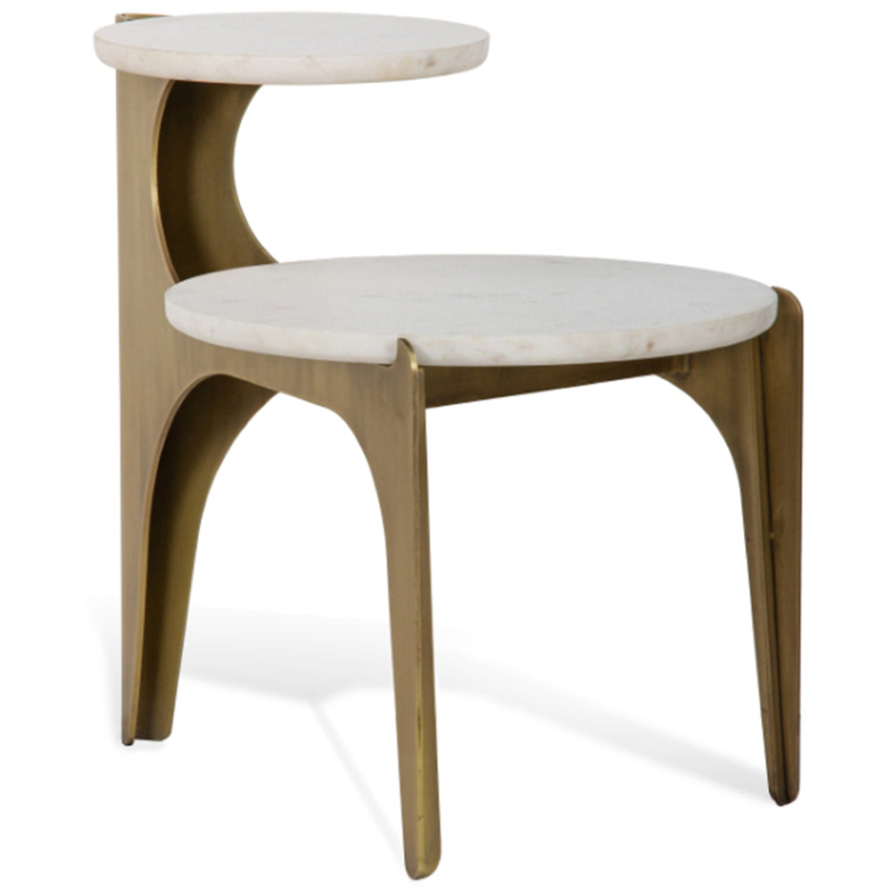 Toro Marble Side Table, Antique Brass