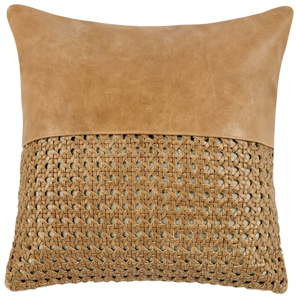 Tolcano Leather Pillow, Chestnut Brown-Accessories-High Fashion Home