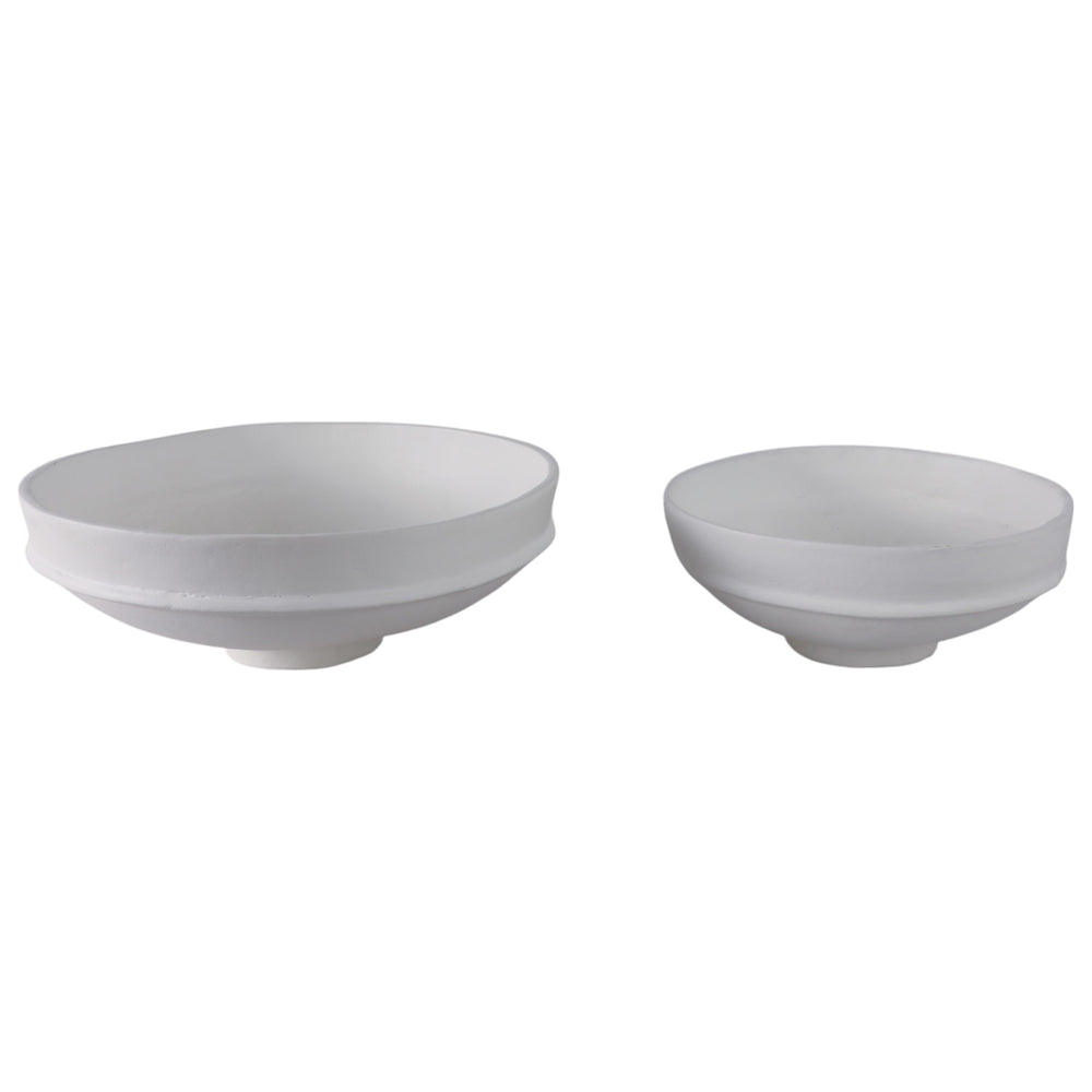 Traditional Pedestal Bowls, White, Set of 2-Accessories-High Fashion Home