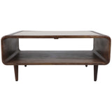 Travertine Inlay Coffee Table, Brown-Furniture - Accent Tables-High Fashion Home