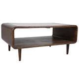 Travertine Inlay Coffee Table, Brown-Furniture - Accent Tables-High Fashion Home
