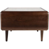 Travertine Inlay Coffee Table, Brown-Furniture - Accent Tables-High Fashion Home