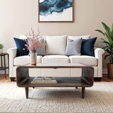 Travertine Inlay Coffee Table, Brown-Furniture - Accent Tables-High Fashion Home