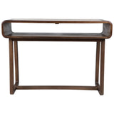 Travertine Inlay Console Table, Brown-Furniture - Accent Tables-High Fashion Home