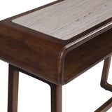 Travertine Inlay Console Table, Brown-Furniture - Accent Tables-High Fashion Home