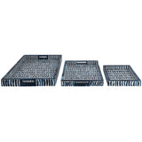 Trays w/Inlay Pieces, Blue/White, Set of 3-Accessories-High Fashion Home