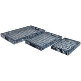 Trays w/Inlay Pieces, Blue/White, Set of 3-Accessories-High Fashion Home
