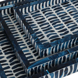 Trays w/Inlay Pieces, Blue/White, Set of 3-Accessories-High Fashion Home