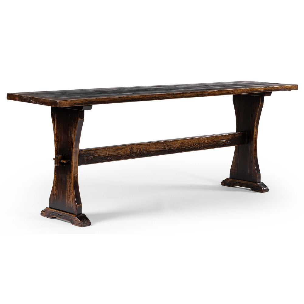 Trestle Large Console Table, Distressed Walnut