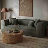 Tristine Upcycled Basketweave Sofa, Olive Green-Furniture - Sofas-High Fashion Home