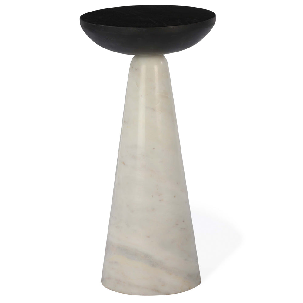 Twin Marble Drink Table, Charcoal/White