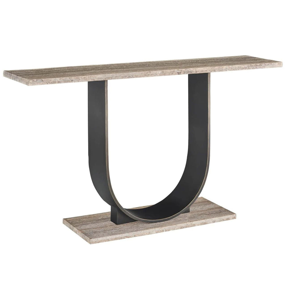 Equilibrium Console Table, Gray Travertine