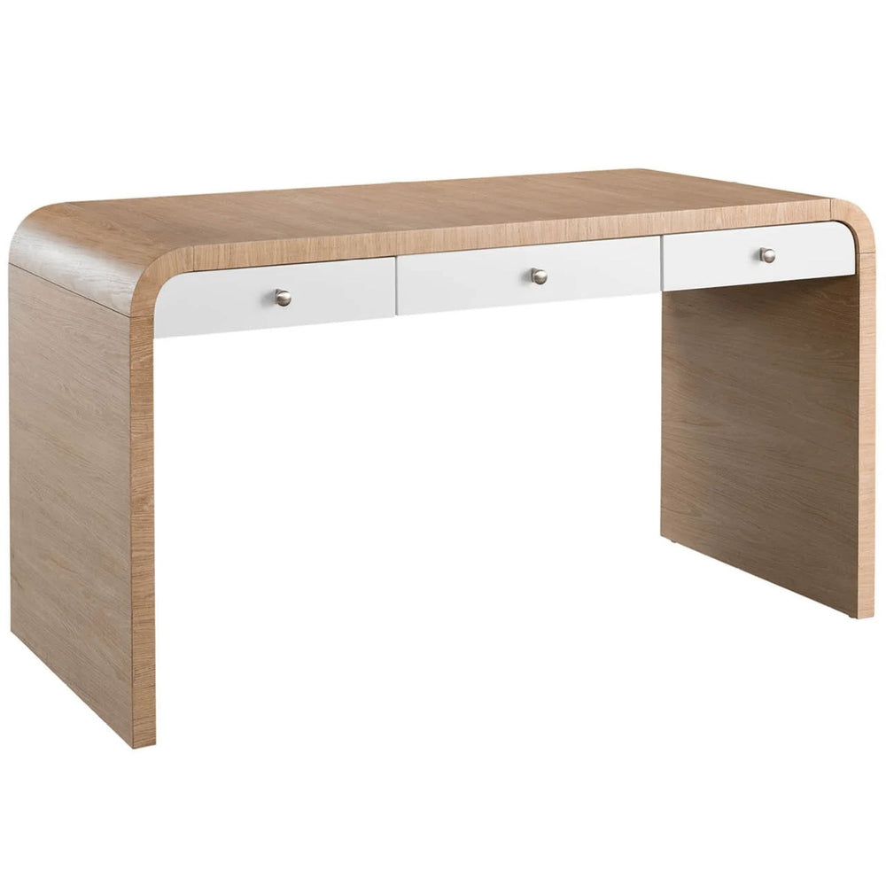 Modern 2 Drawer Desk, White Oak