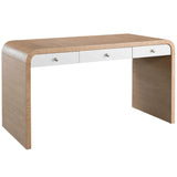 Modern 2 Drawer Desk, White Oak