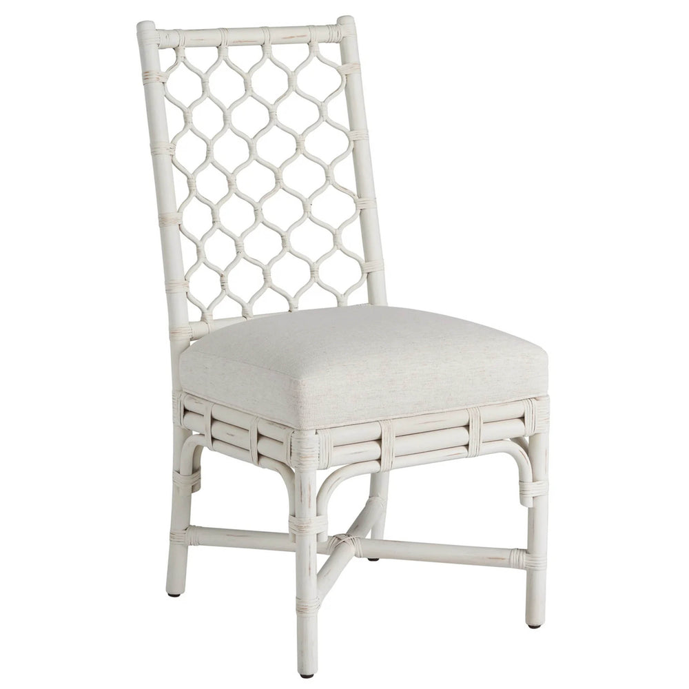 Marco Side Chair, White Rattan, Set of 2