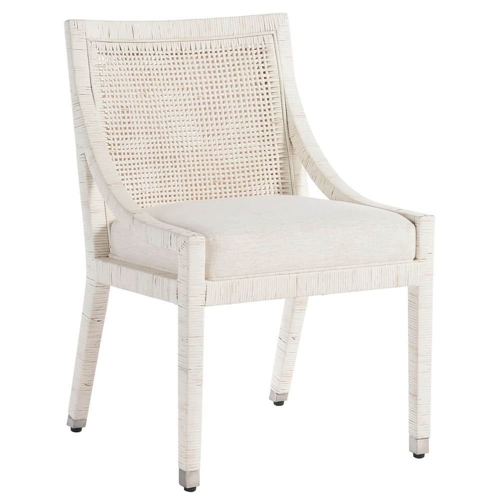 Longboat Dining Chair, White Rattan, Set of 2