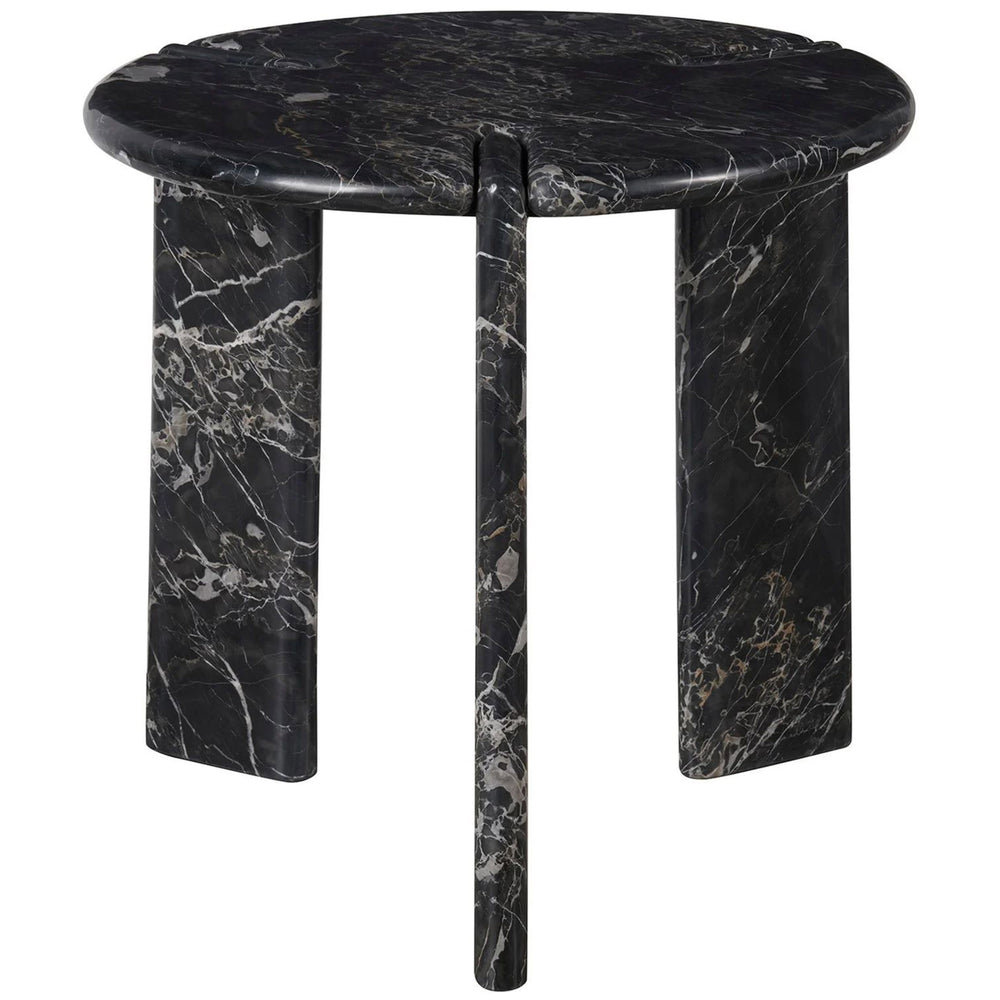 Magnus Round End Table, Golden Portoro