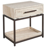 Dove One Drawer Nightstand, White Travertine
