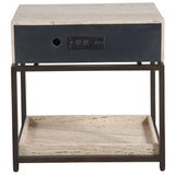 Dove One Drawer Nightstand, White Travertine