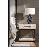 Dove One Drawer Nightstand, White Travertine