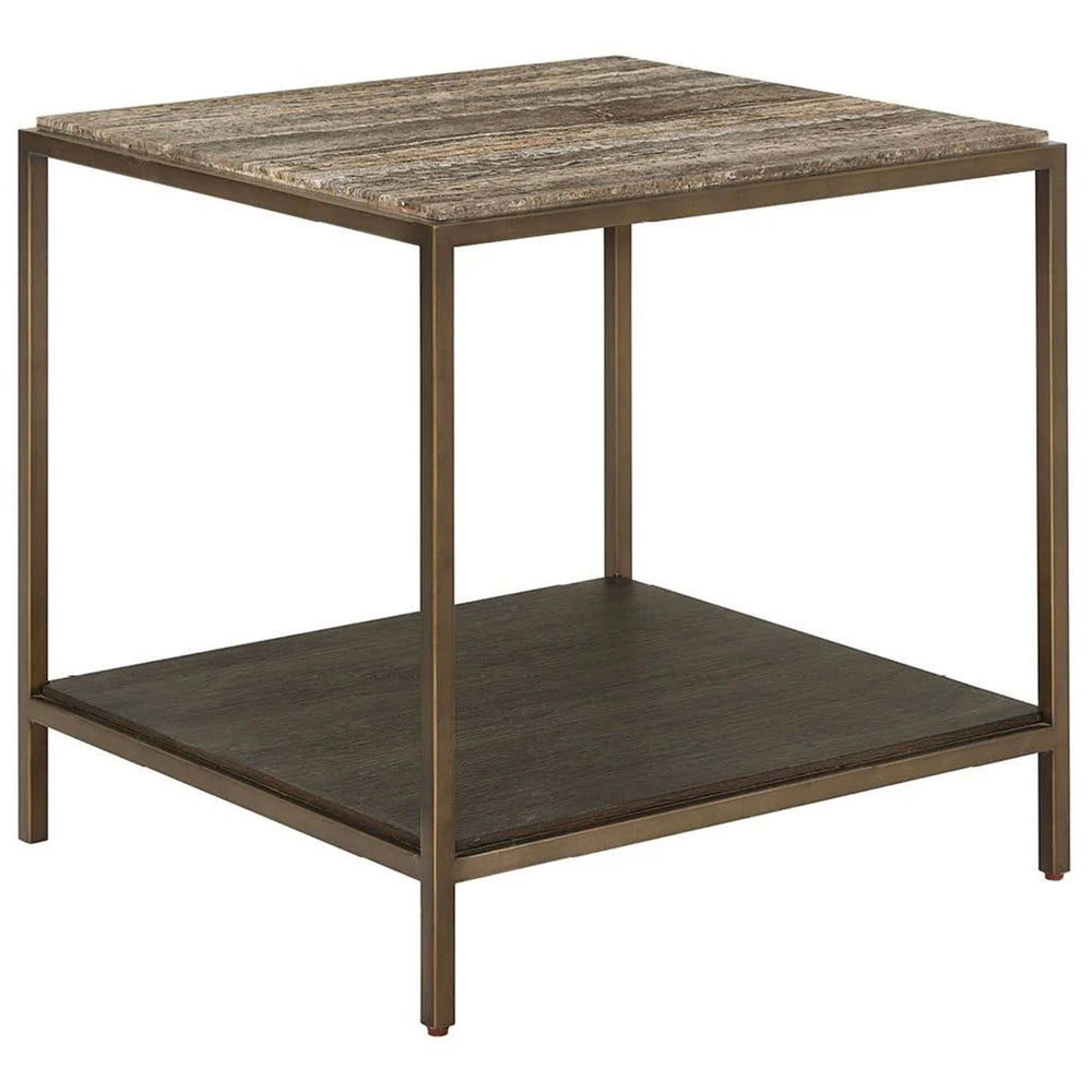 Montclair Rectangular End Table, Dark Gray Travertine