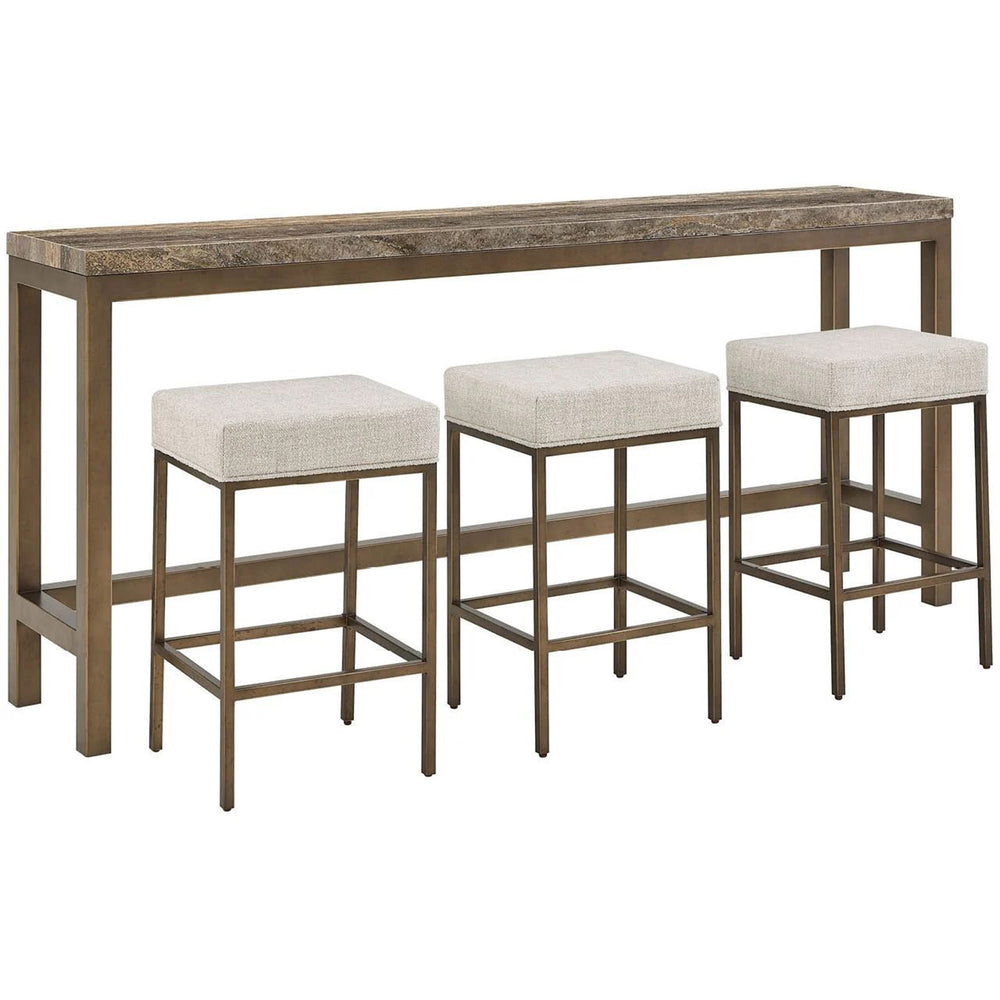 Montclair Console Table w/ Stools, Smoked Gold