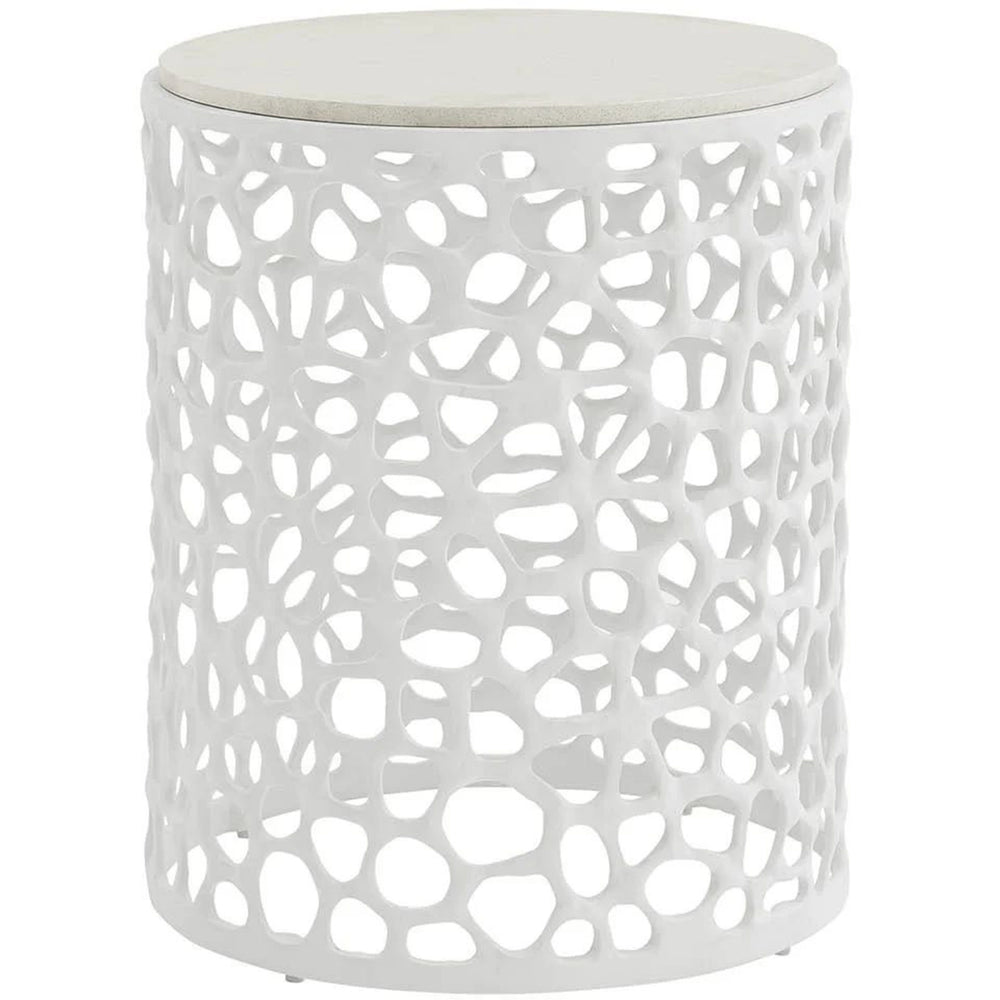 Coral Round Side Table, White